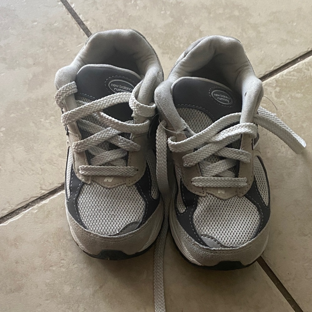New Balance Kids Gray and White Sneakers